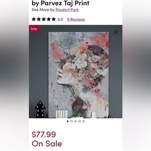 Pink Flower Face On Canvas by Parvez Taj Print